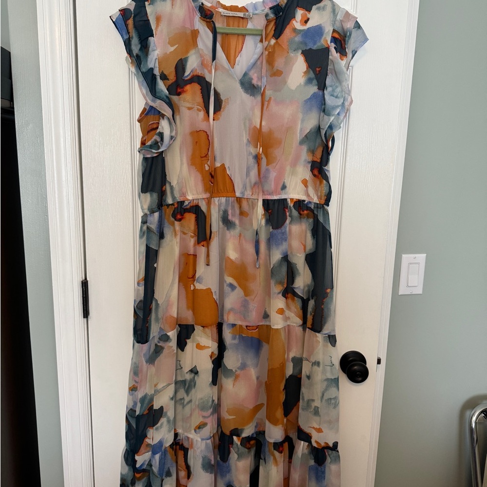 Black Tape Abstract Multicolor Maxi Dress